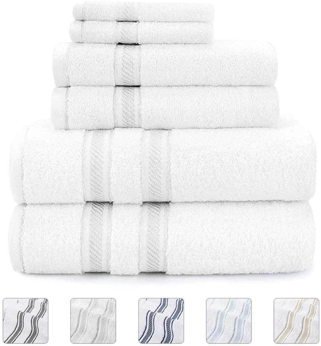 white towels with stripes