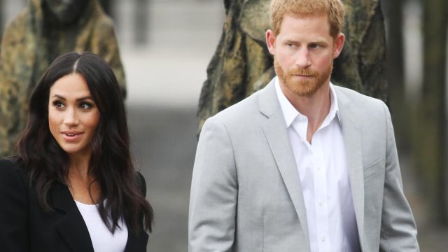 Prince Harry and Meghan Markle visit the Great Famine sculpture, Dublin, Ireland, in July 2018