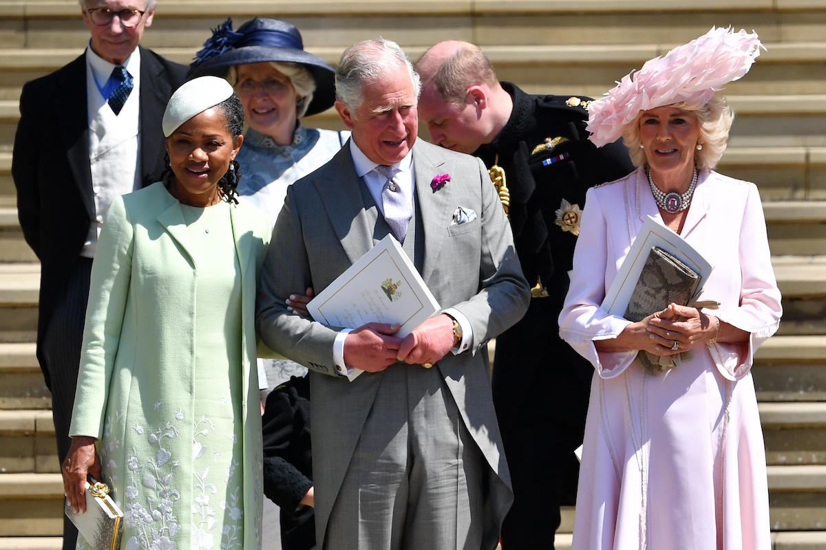 MNRKC7 Meghan Markle's mother Doria Ragland, the Prince of Wales and the Duchess of Cornwall, leave the wedding ceremony of Prince Harry, and Meghan Markle at St George's Chapel, Windsor Castle, in Windsor.