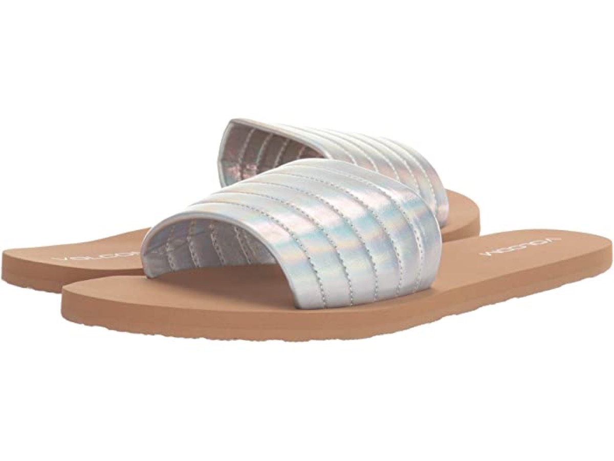 silver slide sandals