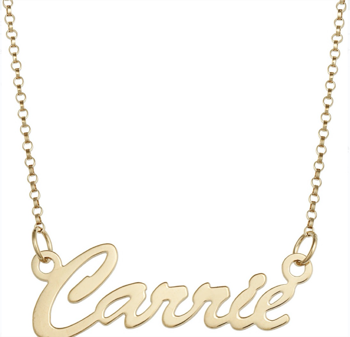 gold carrie nameplate necklace