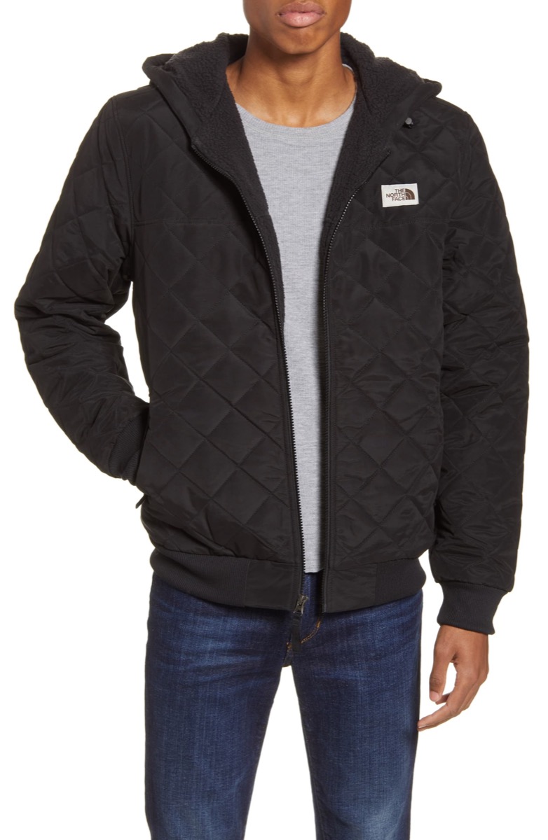 north face black zip jacket