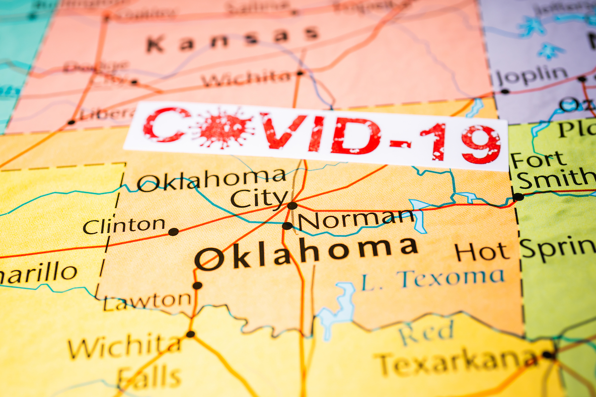 oklahoma on map with covid indicator
