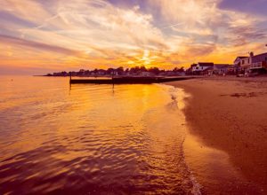 sunset at old saybrook town beach in connecticut