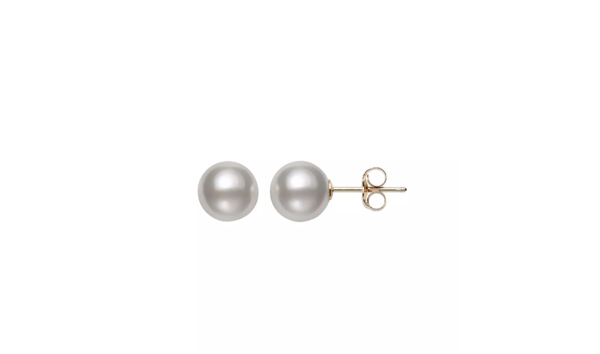 pearl earrings on white background