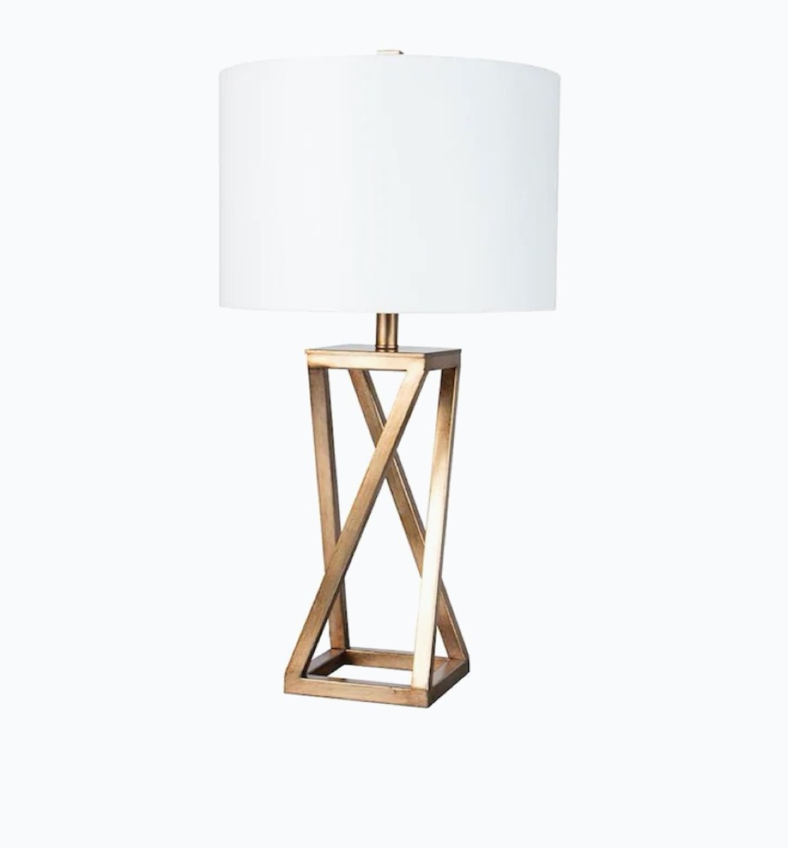 gold metal lamp with white shade