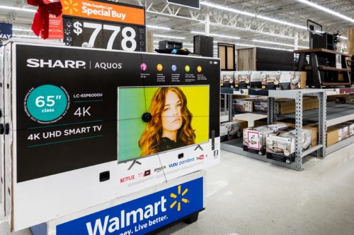 tv set on display at walmart