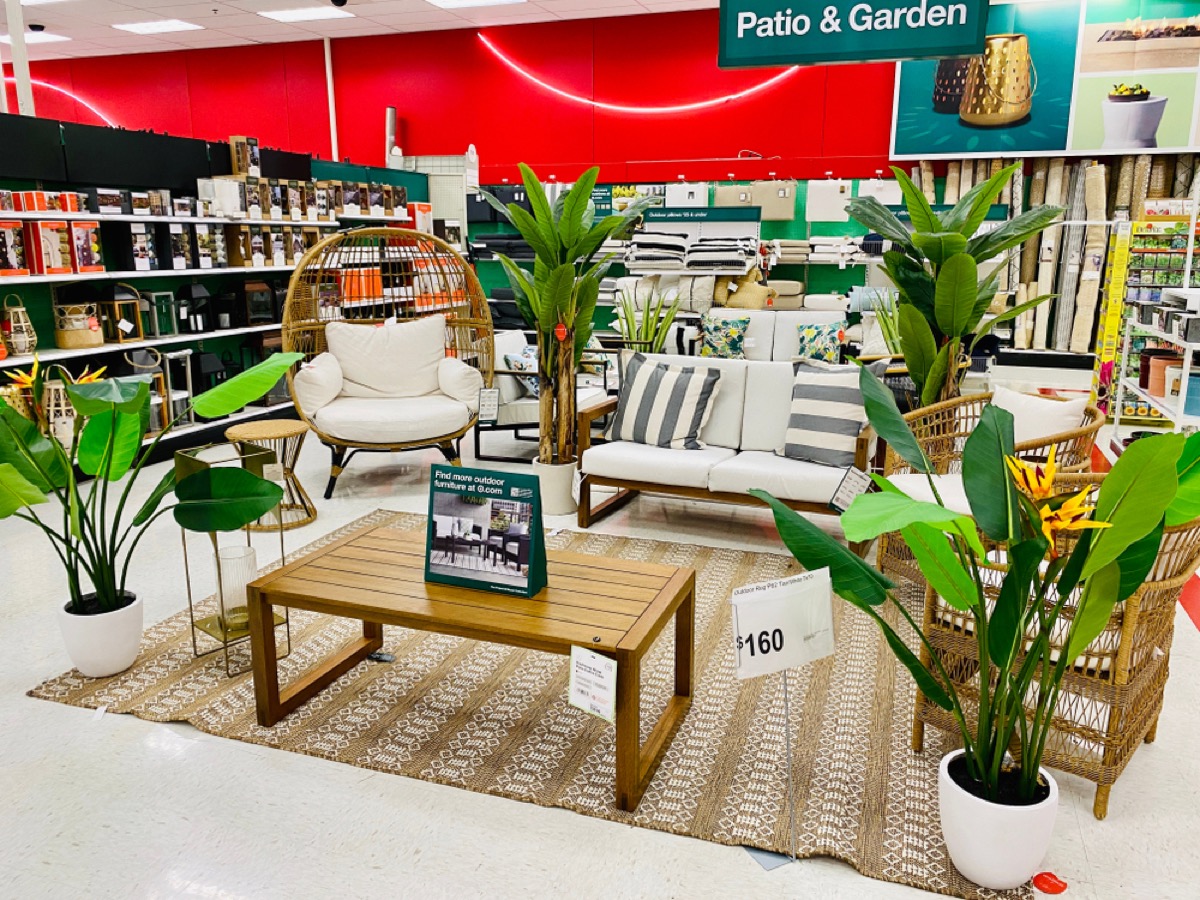 patio furniture on display at target