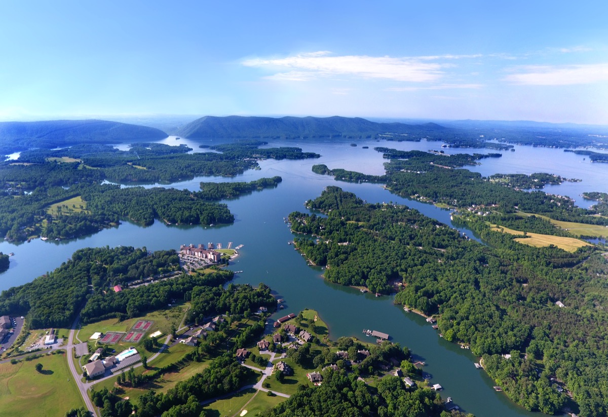 aerial view of smith mountain lake in virginia
