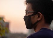 Man wearing a face mask outside during the coronavirus pandemic