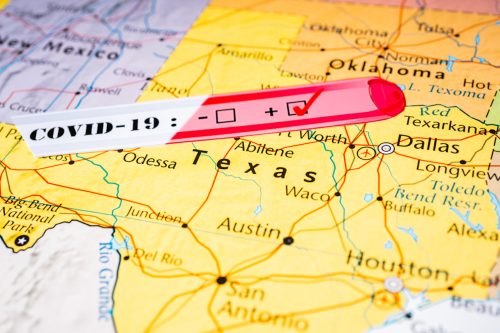 texas map shows COVID outbreak