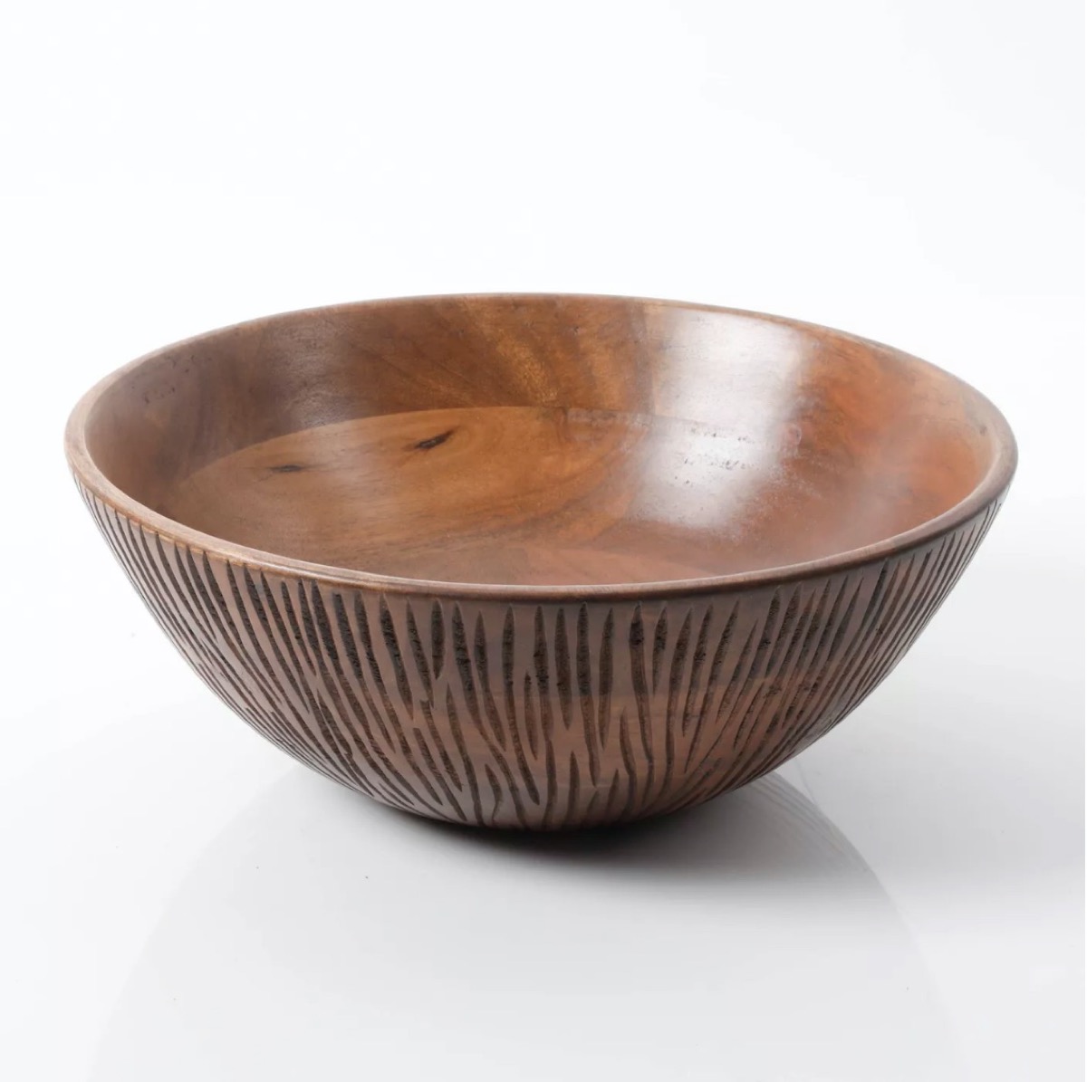 textured wood serving bowl