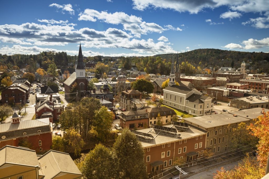 Downtown skyline view of Montpelier, USA. Montpelier is the capital city of Vermont.