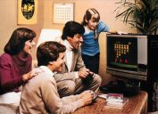 Family in the 1970s playing video games