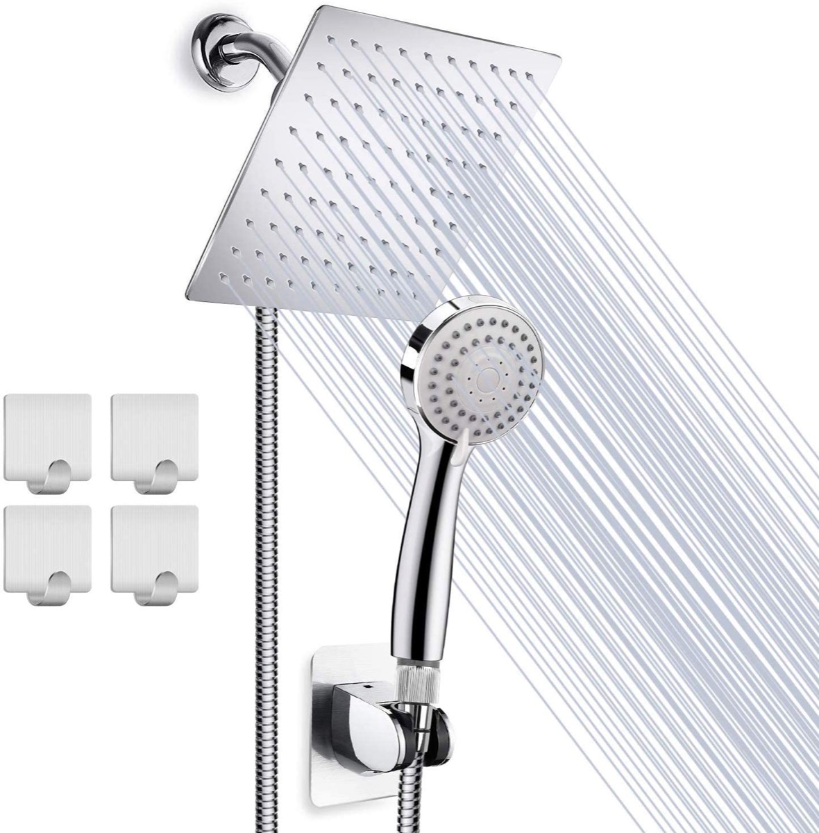 Rain shower head with hand held attachment