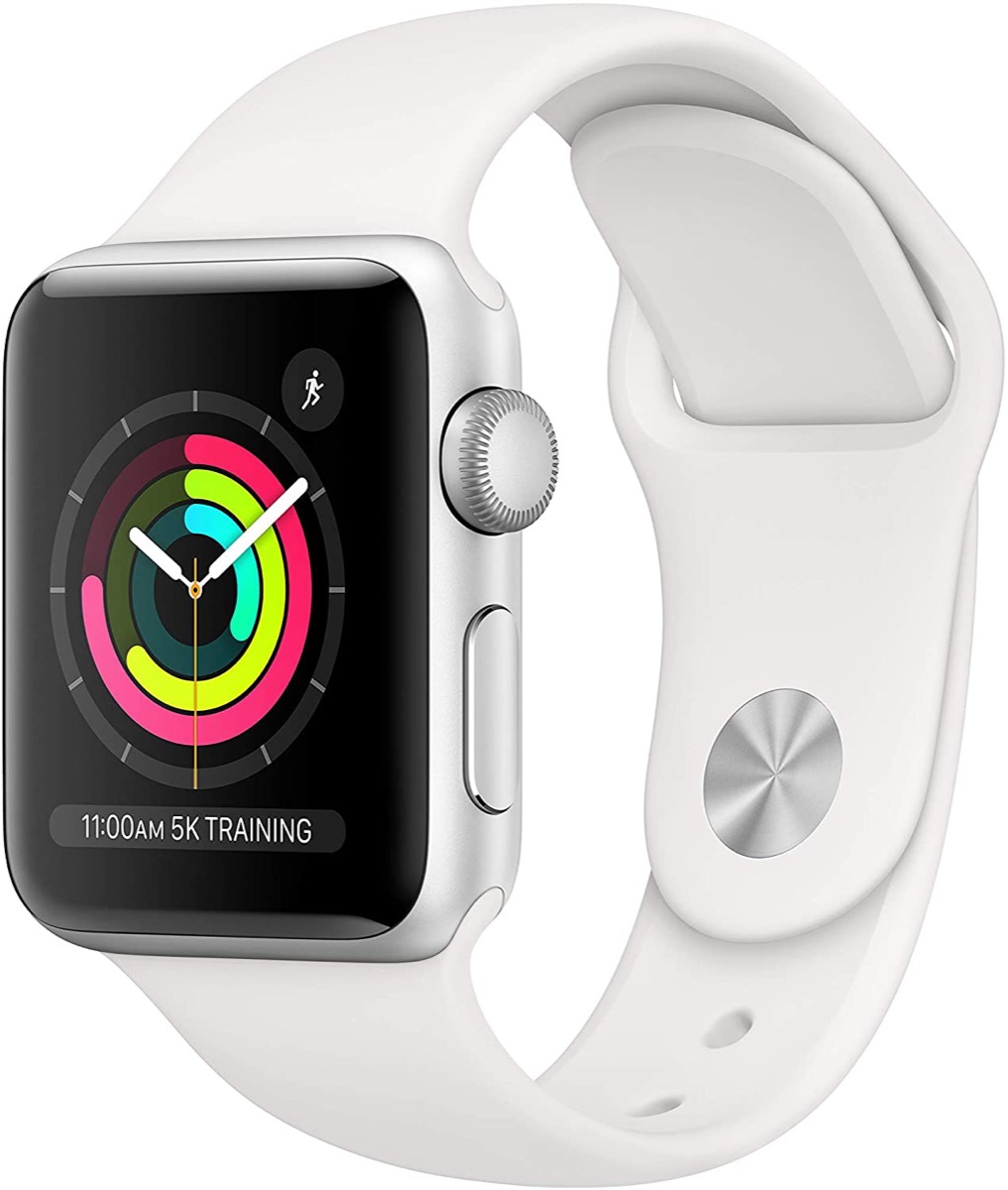 white and silver apple watch