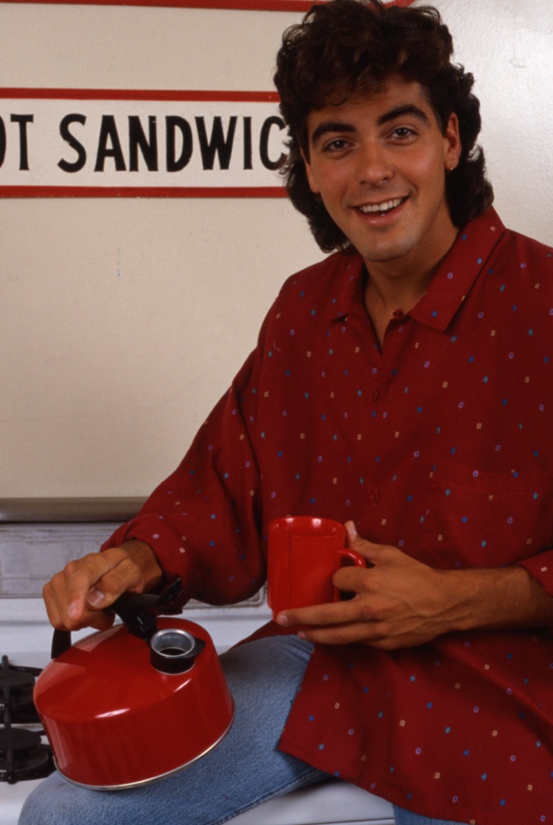 George Clooney with tea kettle