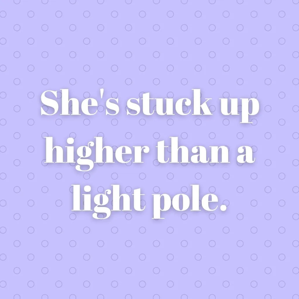 She's stuck up higher than a light pole.