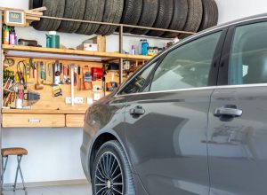 gray car parked in home garage