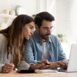 Couple having a discussion about finances together