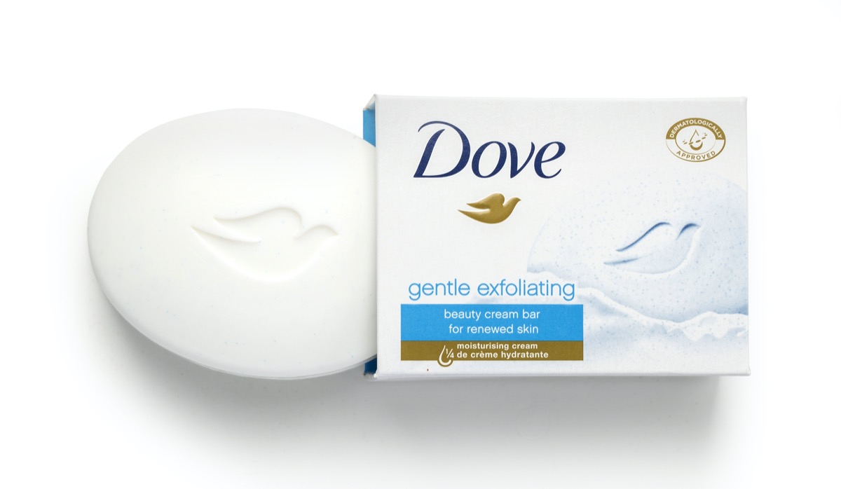 dove soap on white background