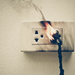 wall outlet on fire