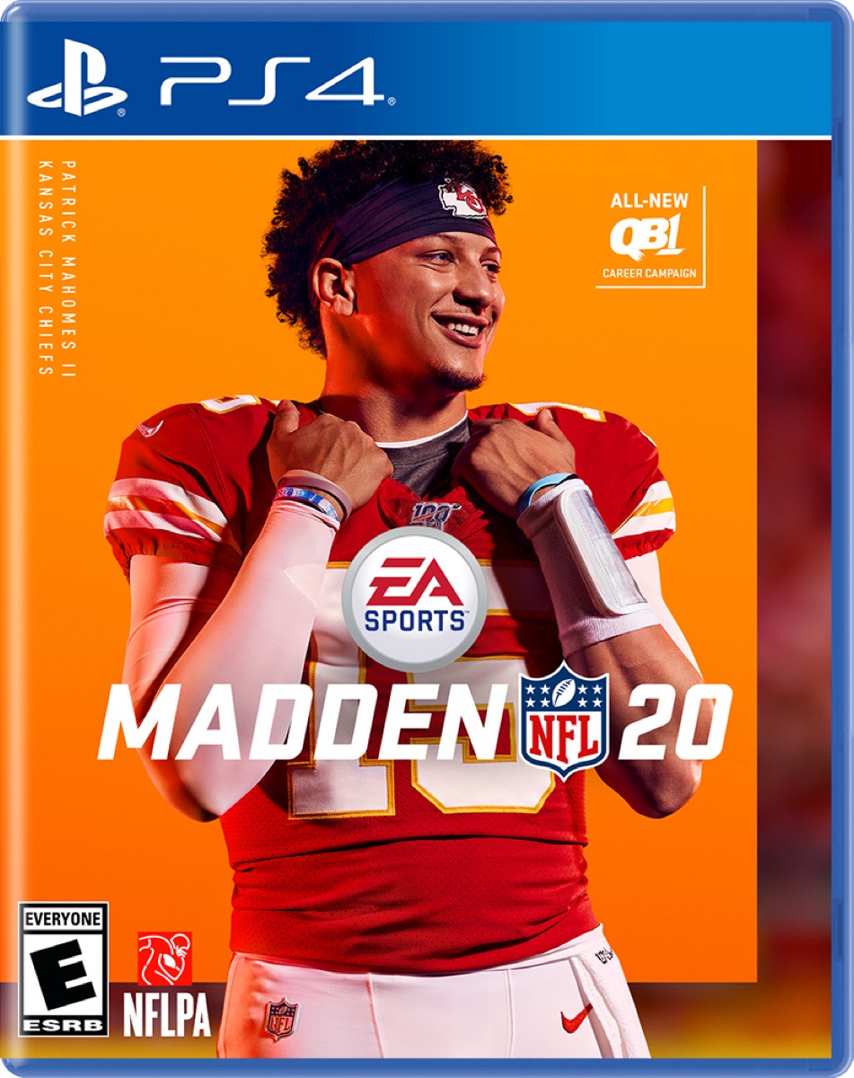 Madden 20 for PS4 with Patrick Mahomes on the cover