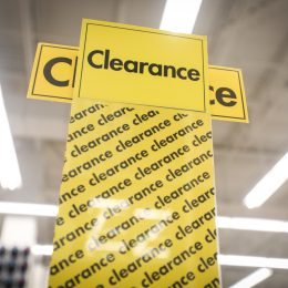 clearance sign at chain store