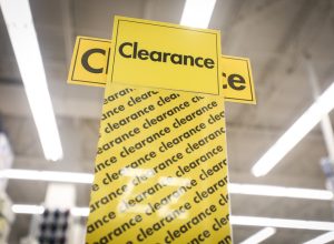 clearance sign at chain store