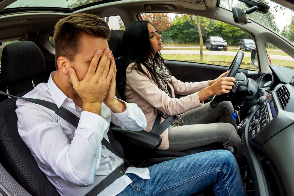 Man annoyed at driving girlfriend