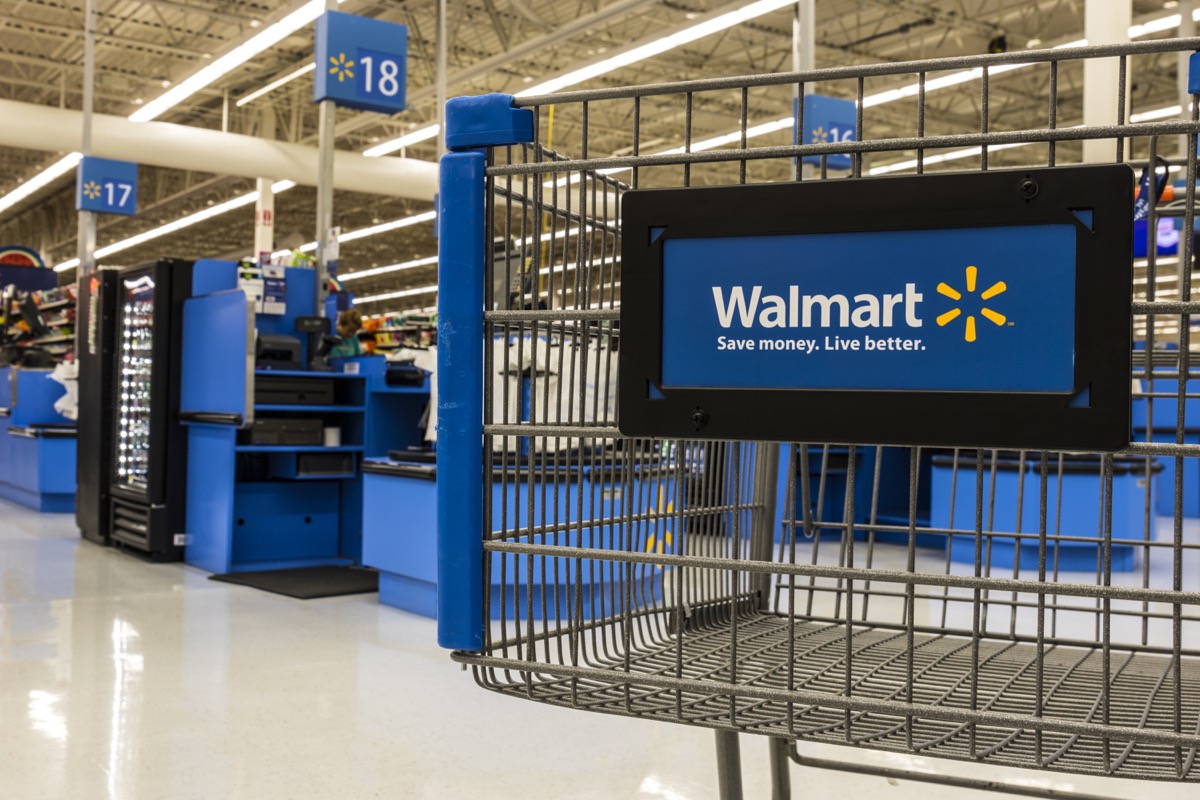 Walmart cart in the store