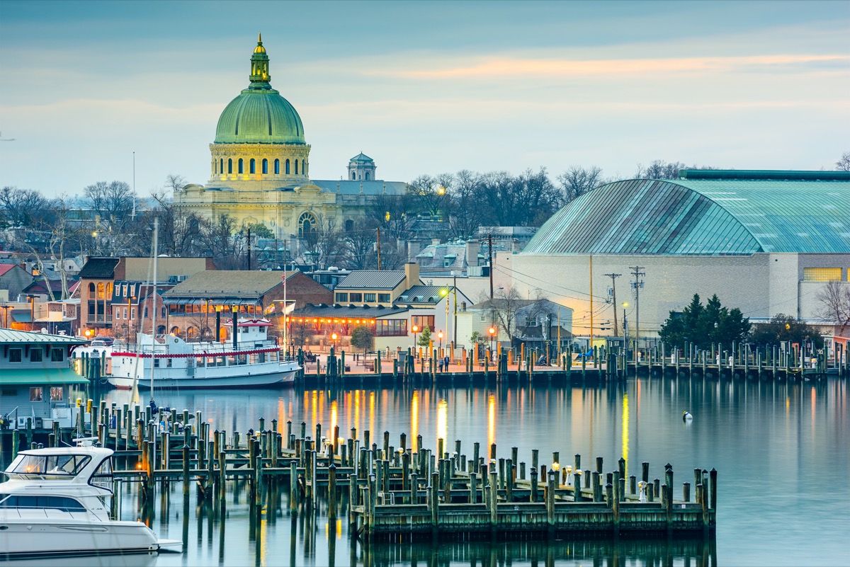 city skyline and Chesapeake Bay in Annapolis, Maryland in the afternoon