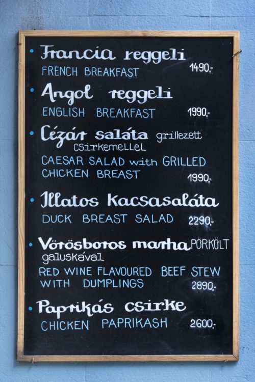 Hungarian menu board