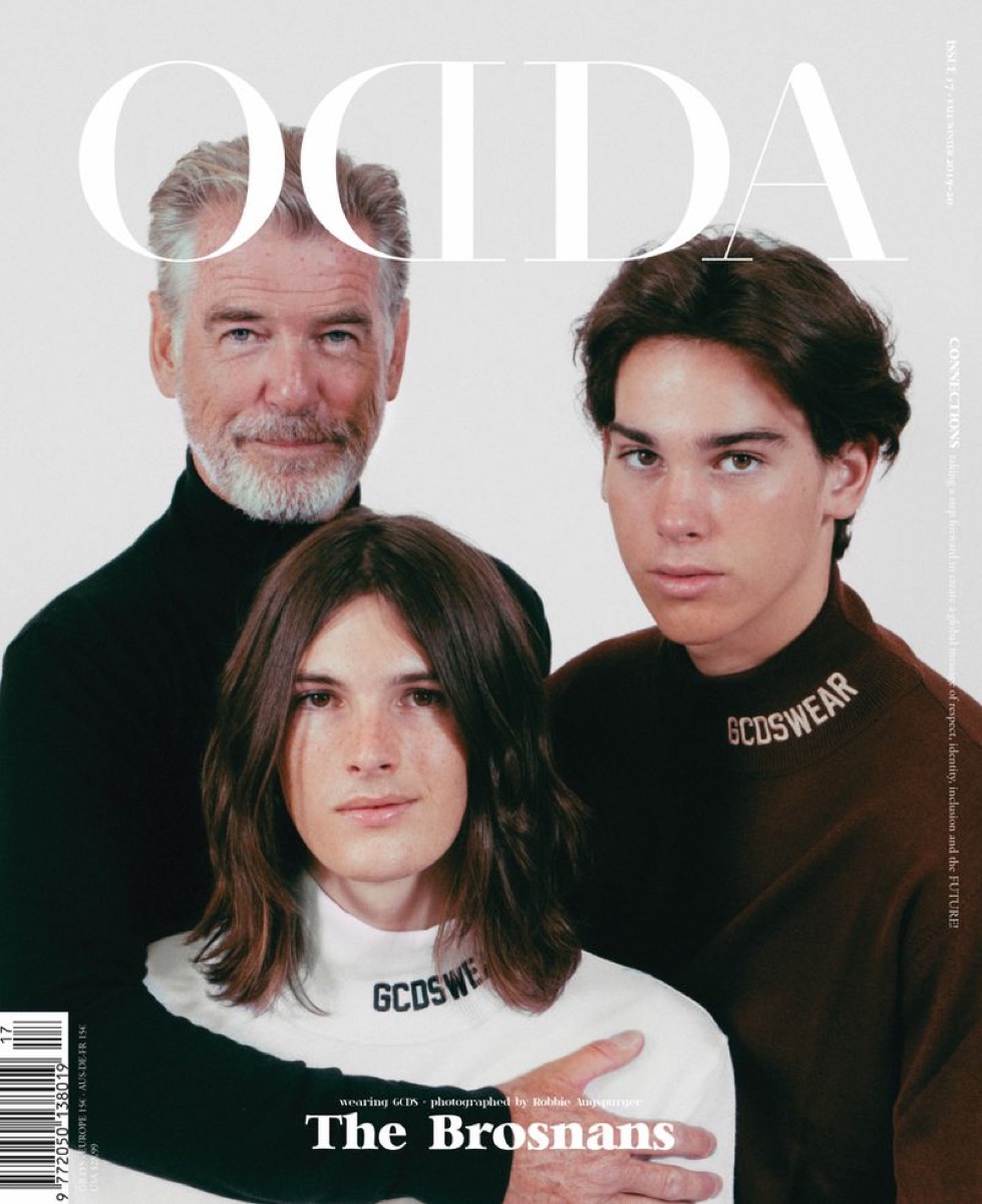 Pierce, Dylan and Paris Brosnan on the cover of ODDA