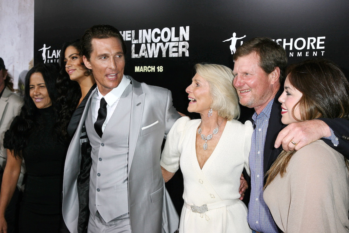 Matthew McConaughey on the red carpet for The Lincoln Lawyer with his mom