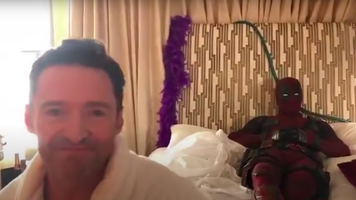 Hugh Jackman and Ryan Reynolds in Deadpool bed promo