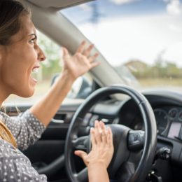angry white woman driving car