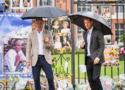 TRH Princes William and Harry paid tribute to their mother, Princess Diana, on the eve of the 20th anniversary of her death by viewing the floral tributes left at the gates of her former home, Kensington Palace. Wednesday 30th August 2017