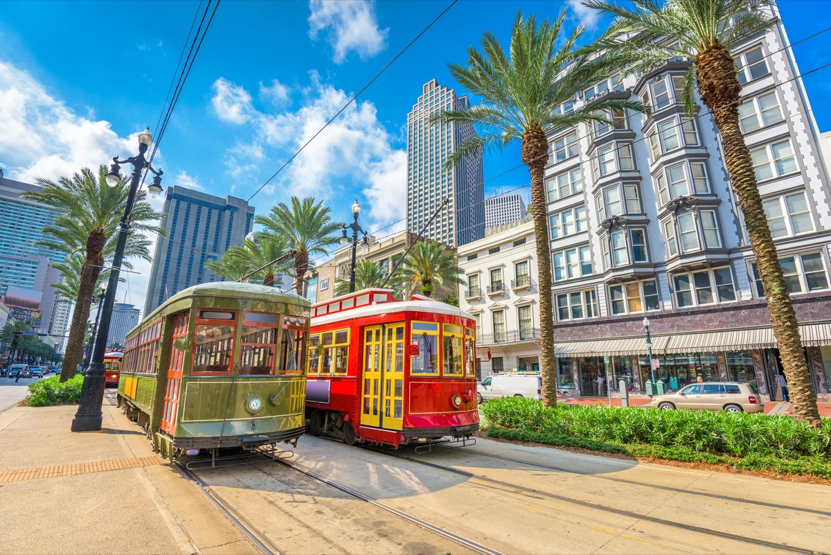 street cars in New Orleans, Louisiana in the afternoon