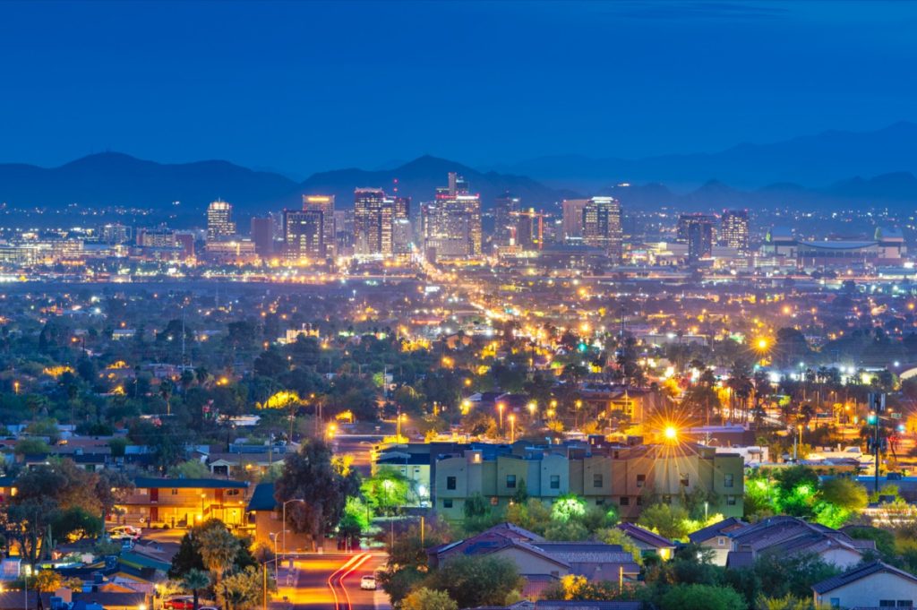 cityscape photo of Phoenix, Arizona at night