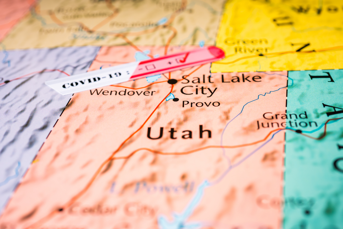 map of utah showing covid test positivity