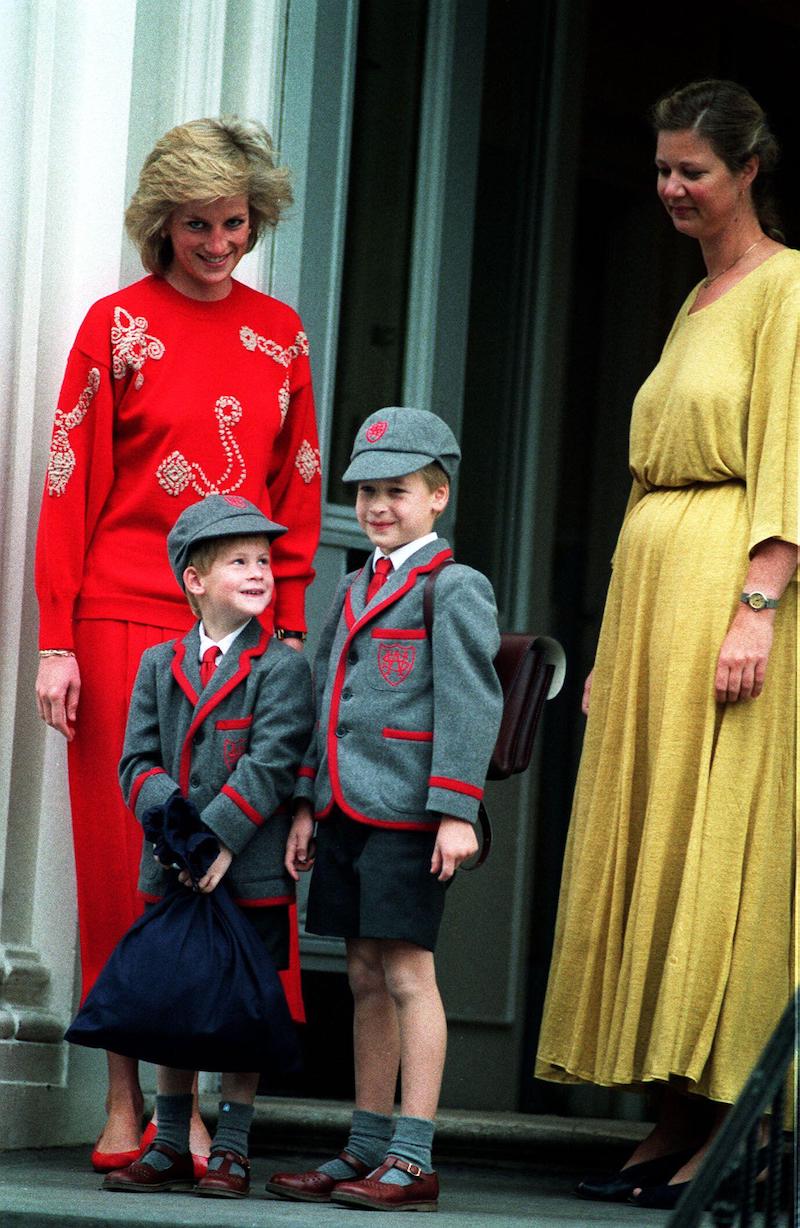 Prince Harry (left), five years old, joining his brother Prince William, seven, on his first day at the Wetherby School in Notting Hill, West London, in 1989