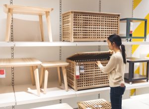 woman looking at IKEA furniture