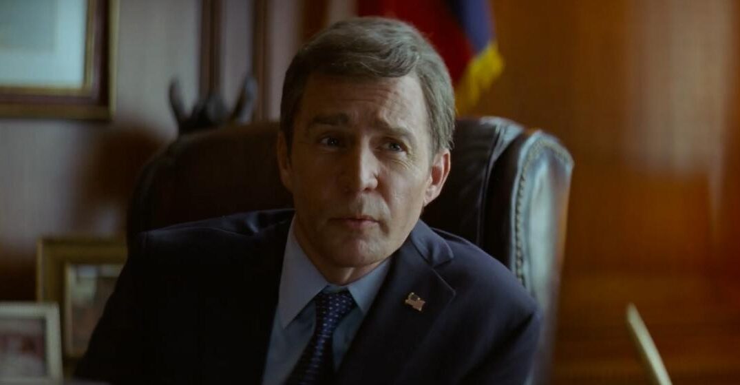 sam rockwell as george w. bush in the movie "vice"