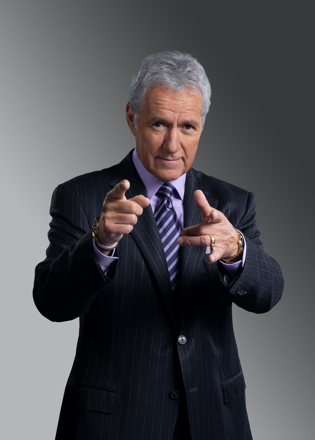 Alex Trebek the host of the TV game show "Jeopardy" arrives at the annual White Correspondents Dinner at the Washington Hilton Hotel in 2006
