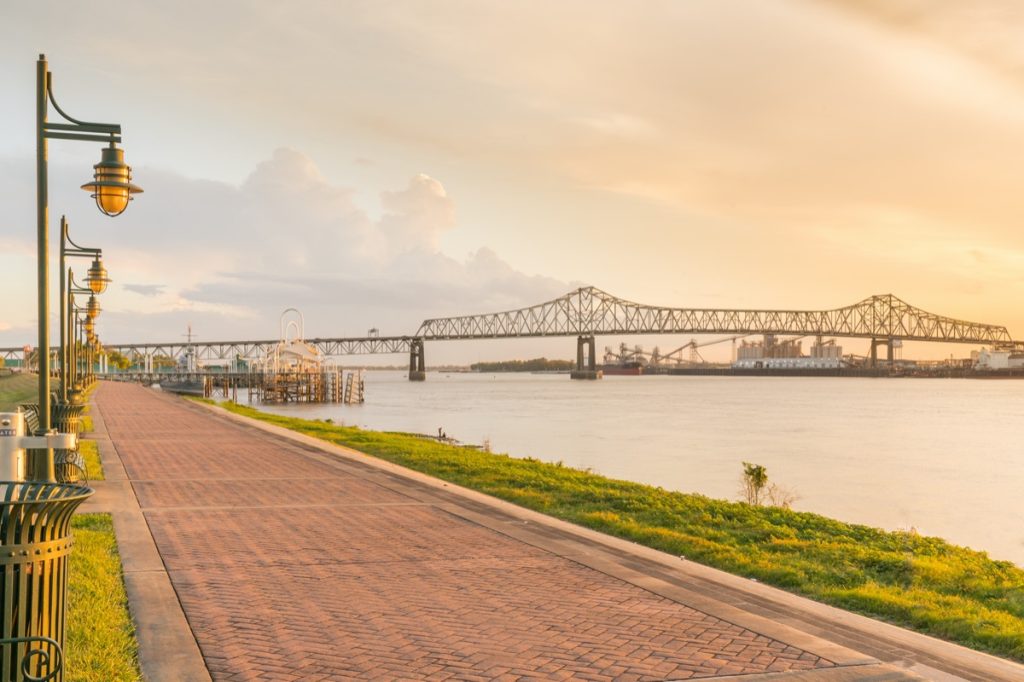 walking path along Mississippi River in Baton Rouge, Louisiana