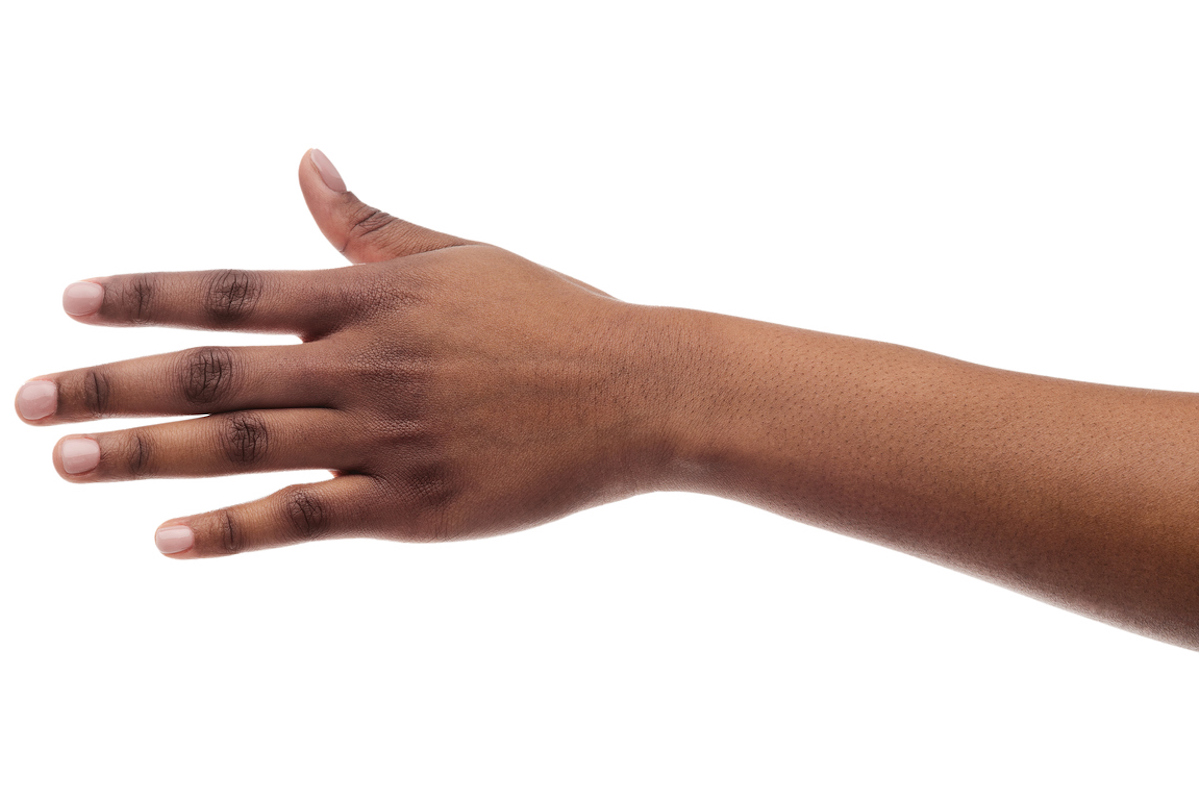 Closeup Of Black Female Hand Isolated On White Background