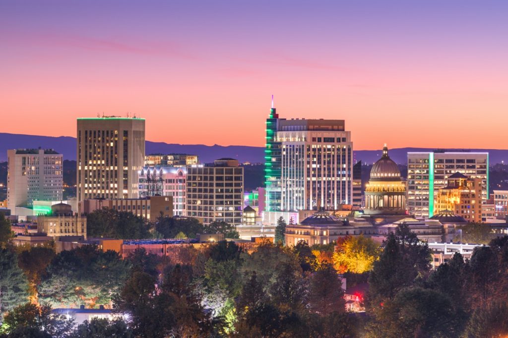 cityscape photo of Boise, Idaho at sunset
