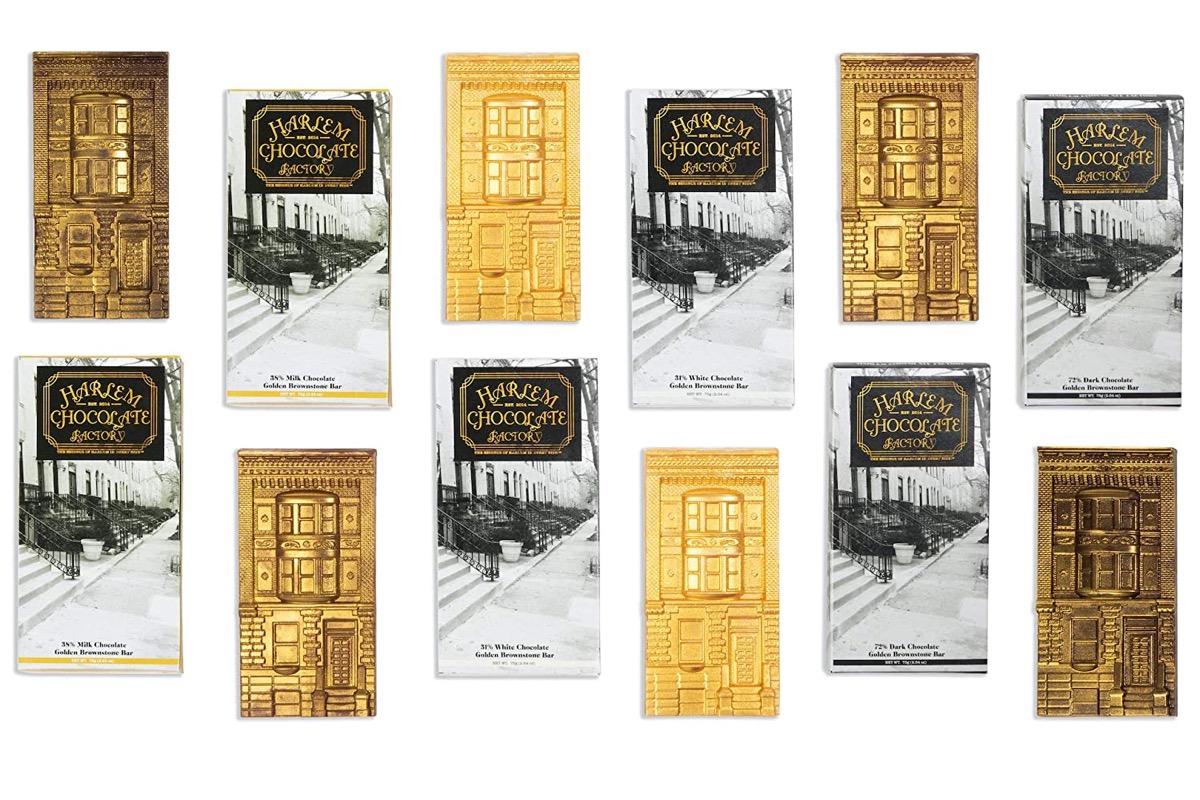 chocolate bars dipped in edible gold