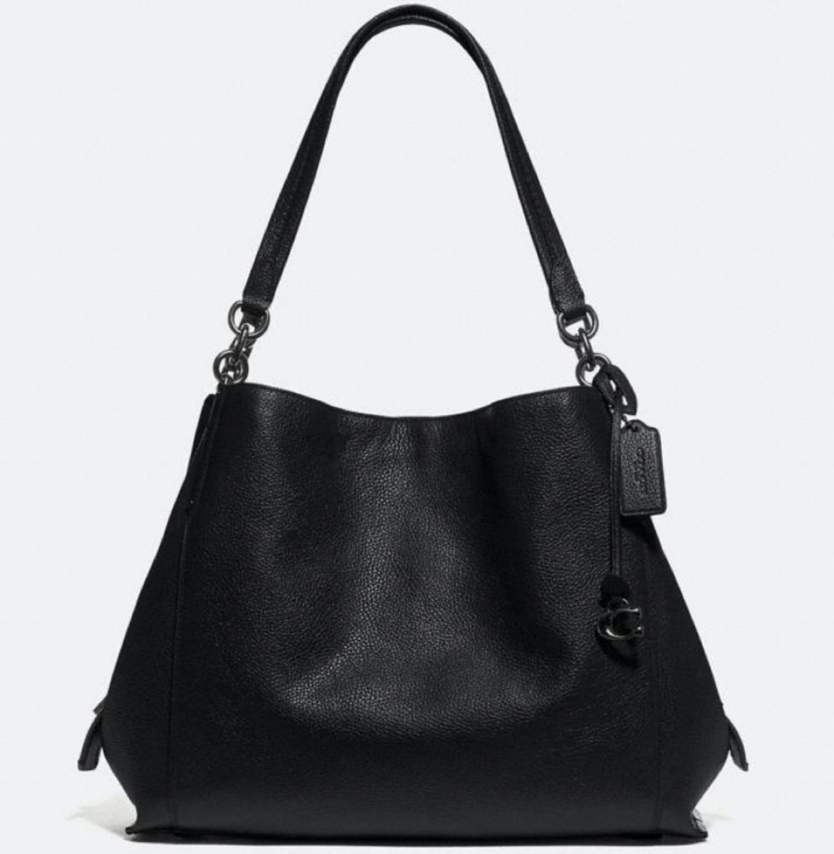 black leather coach handbag
